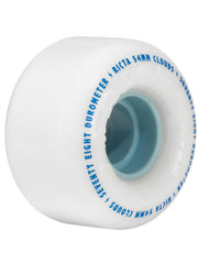 Ricta 54mm Clouds White 78a Skateboard Wheels by RICTA WHEEL DYNAMICS – 54mm, Urethane, White/Blue, Pack of 4, Model RIWCL002