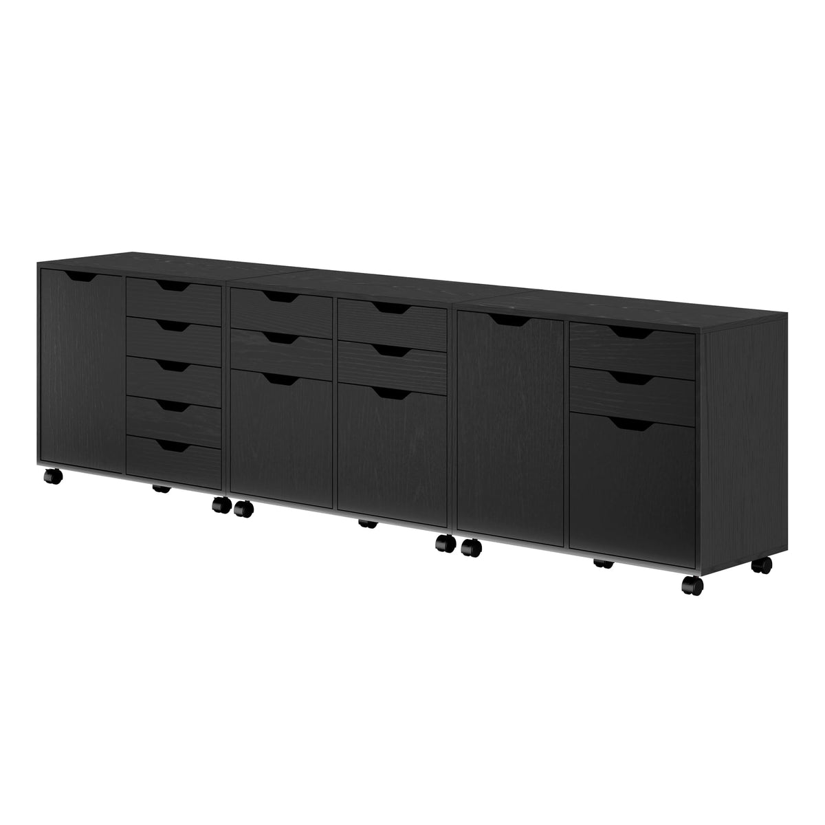 Winsome Black / 4 Doors, 12 Drawers, File Drawer / Transitional Home Office Cabinets