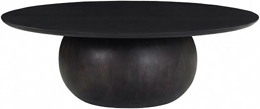 Starlight Canyon Home Black Large Coffee Table with Solid Acacia Wood Top, Handmade Rustic Design, Matt Finish, 60 lbs Weight Capacity for Living Room