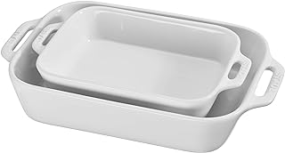 STAUB Ceramic Rectangular Baking Dish Set, 2 pc, White