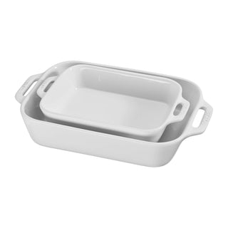 Ceramic Rectangular Baking Dish Set by STAUB – 2 pc, Ceramic, White, Pack of 2, Model 40508-626
