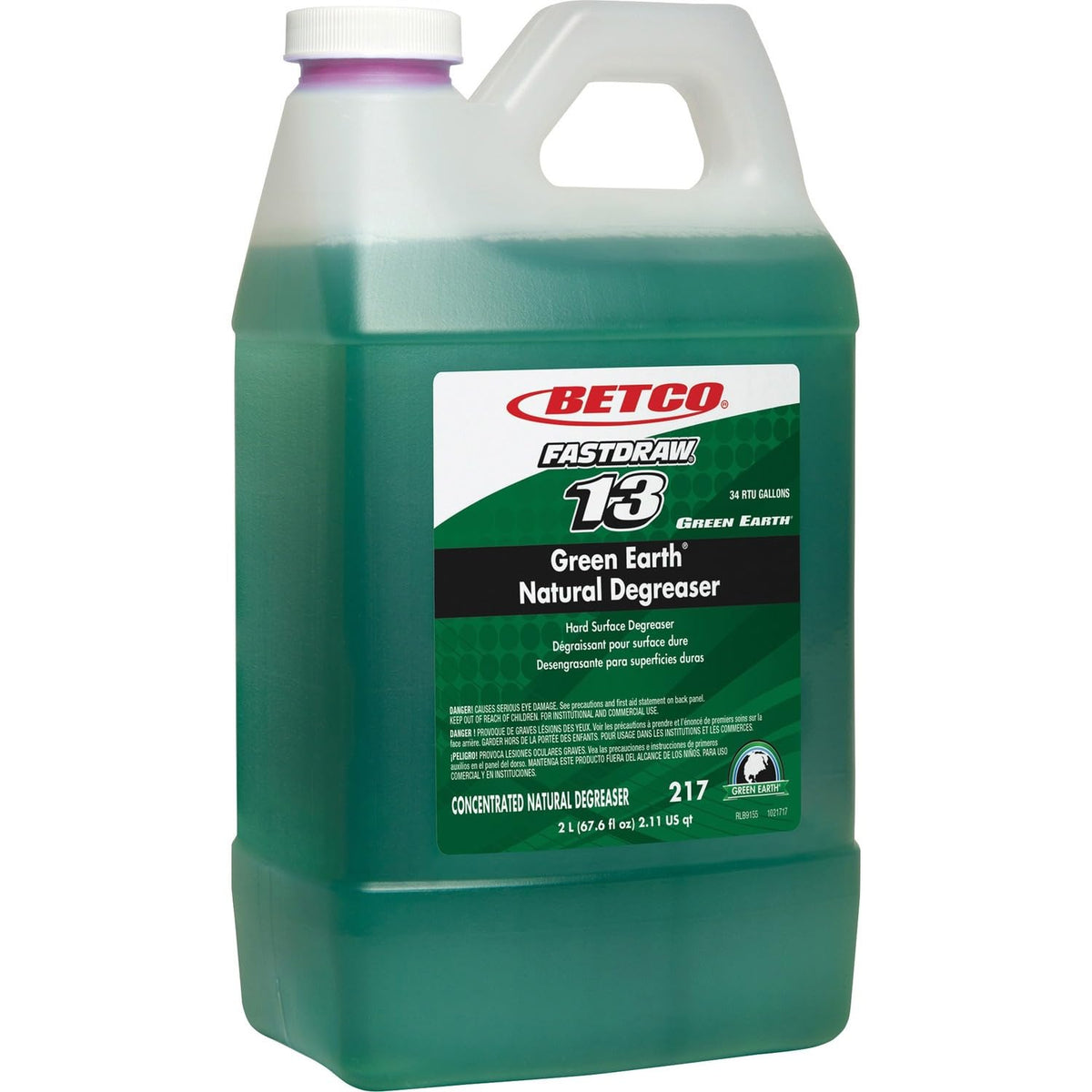 FastDraw 13 Green Earth Natural Hard Surface Degreaser Concentrate by Betco – 67.6 Fl Oz (Pack of 1), Green