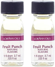 LorAnn Oils Super Strength Flavoring - Used For Candy Making, Flavoring, Baking, Hard Candy, & Flavor Oils - Bold, Natural Flavors 4X Stronger Than Extracts - Fruit Punch, Pack of 2, 0.125 fl oz