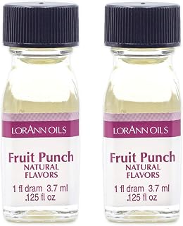 LorAnn Oils Super Strength Flavoring - Used For Candy Making, Flavoring, Baking, Hard Candy, & Flavor Oils - Bold, Natural Flavors 4X Stronger Than Extracts - Fruit Punch, Pack of 2, 0.125 fl oz