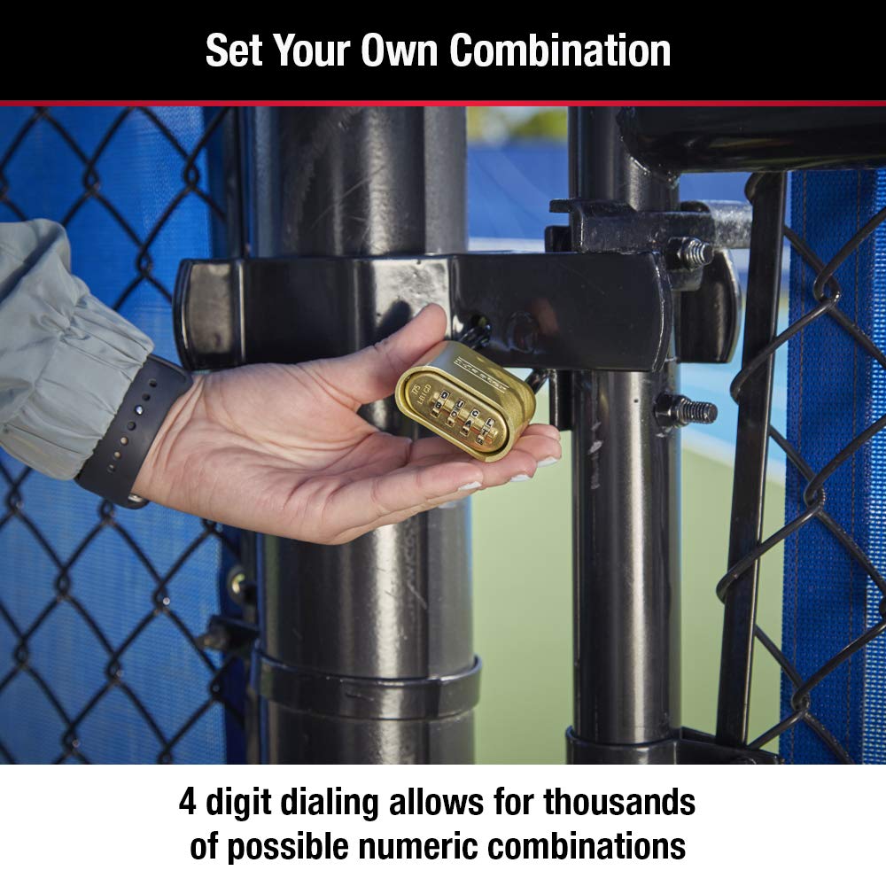 Set Your Own Combination Padlocks with Extra Long Shackles by Master Lock – Brass, Gold