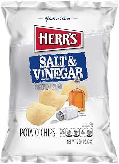 HERR'S Salt and Vinegar Potato Chips, Pack of 24 bags