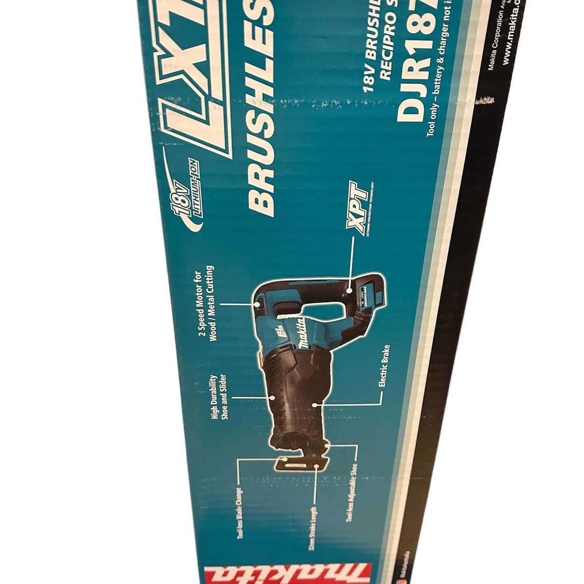 LXT Brushless Reciprocating Saw 18 Volt Bare Unit by Makita – Blue and Black, Model DJR187Z
