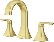 Pfister Bruxie 8 in Widespread 3 Hole Bathroom Sink Faucet with Push & Seal Drain, 2 Handle Brushed Gold Finish, NSF Certified Water Efficient WaterSense LF049BIEBG