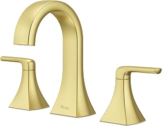 Pfister Bruxie 8 in Widespread 3 Hole Bathroom Sink Faucet with Push & Seal Drain, 2 Handle Brushed Gold Finish, NSF Certified Water Efficient WaterSense LF049BIEBG