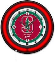 Holland Bar Stool Clk19BKStnfrd NCAA 19 in. Dia. Stanford University Double Neon Wall Clock Black
