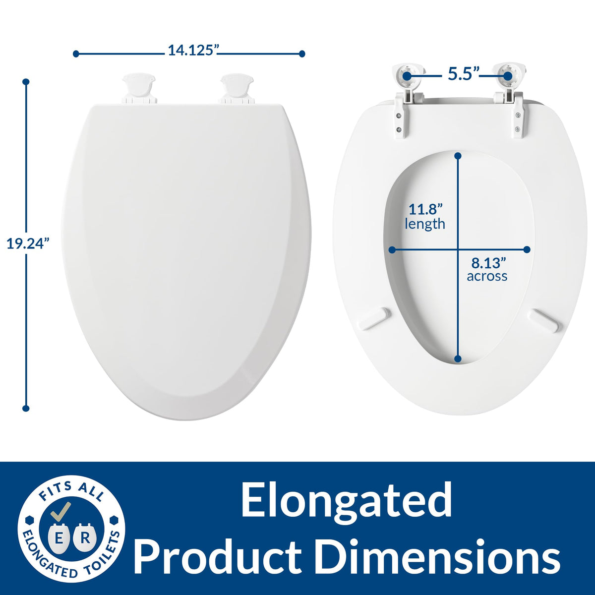 Bemis Ice Gray / Elongated / 1-Pack Elongated Toilet Seats