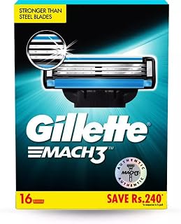Gillette Mach 3 Shaving Blades- Pack of 16 (Cartridges)