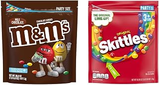M&M's Milk Chocolate Candy, 38-Ounce Party Size Bag SKITTLES Original Chewy Candy, Party Size, 50 oz Bag
