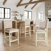 Solid Wood Dining Chairs with Polyester Seat by Starlight Canyon Home – Solid + Manufactured Wood, Polyester, Brown, Pack of 4