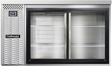 BBC59-SS-SGD Two Section Sliding Glass Door Refrigerated Back Bar Cooler, 59" W x 34-3/4"H, Stainless Steel Exterior