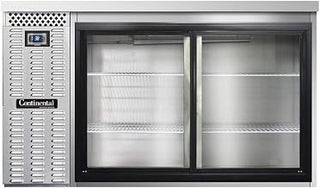 BBC59-SS-SGD Two Section Sliding Glass Door Refrigerated Back Bar Cooler, 59" W x 34-3/4"H, Stainless Steel Exterior