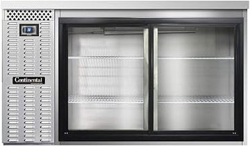 BBC59-SS-SGD Two Section Sliding Glass Door Refrigerated Back Bar Cooler, 59" W x 34-3/4"H, Stainless Steel Exterior