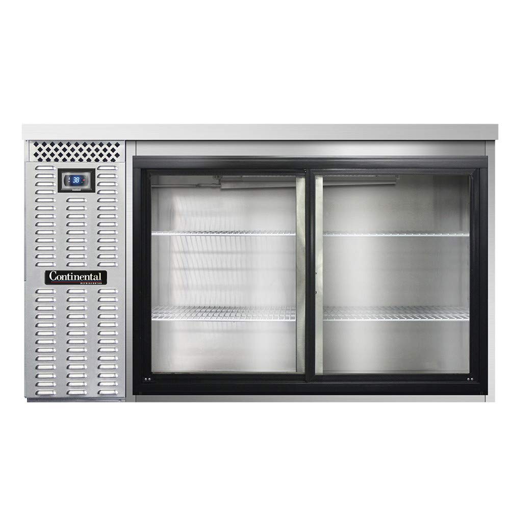 BBC59-SS-SGD Two Section Sliding Glass Door Refrigerated Back Bar Cooler by Continental Refrigerator – Commercial Grade