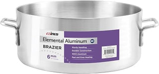 Winco ALBH-28 - Elemental Aluminum Brazier, 28 Quart, Silver, Uncoated, 6mm Thick, Riveted Handles, NSF Listed