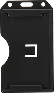 Heavy Duty 2-Sided Rigid Multi Card Holder - Hard Plastic Vertical ID Badge Holders for 2 Standard or Thick Prox Cards, Fuel Card, CAC, Work Badge by Specialist ID, Sold Individually (Black)