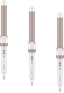 Conair Double Ceramic 1-Inch Curling Wand, Produces Flawless Waves, Curling Iron for Use on Medium and Long Hair, 30 Heat Setting Curling Iron, White (Pack of 3)