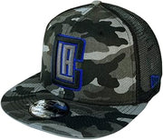 New Era LA Los Angeles Clippers 9FIFTY Camo Trucker Snapback Cap, Adjustable Hat