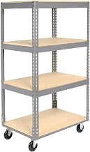 Global Industrial Easy Adjust Boltless 4 Shelf Truck, Wood Shelves, Polyurethane Casters, 36" L x 24" W x 65" H