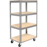 Easy Adjust Boltless 4 Shelf Truck by Global Industrial – 36.5"L x 24"W x 65"H, 12-Gauge Steel, Gray, Model 585416