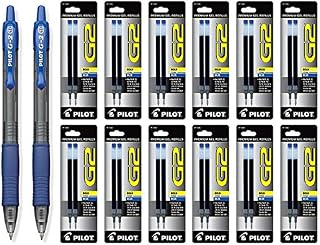 Pilot G2 Retractable Premium Gel Ink Roller Ball Bold, Blue 2 Pens & 24 Refills