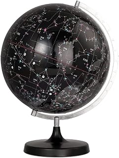 World Globe, Large Clear Constellation Globe Black with Glowing Text Marking(A)