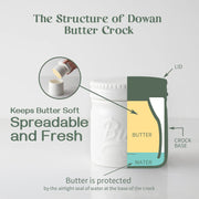 DOWAN Porcelain Butter Keeper, Water Seal Design, Soft White