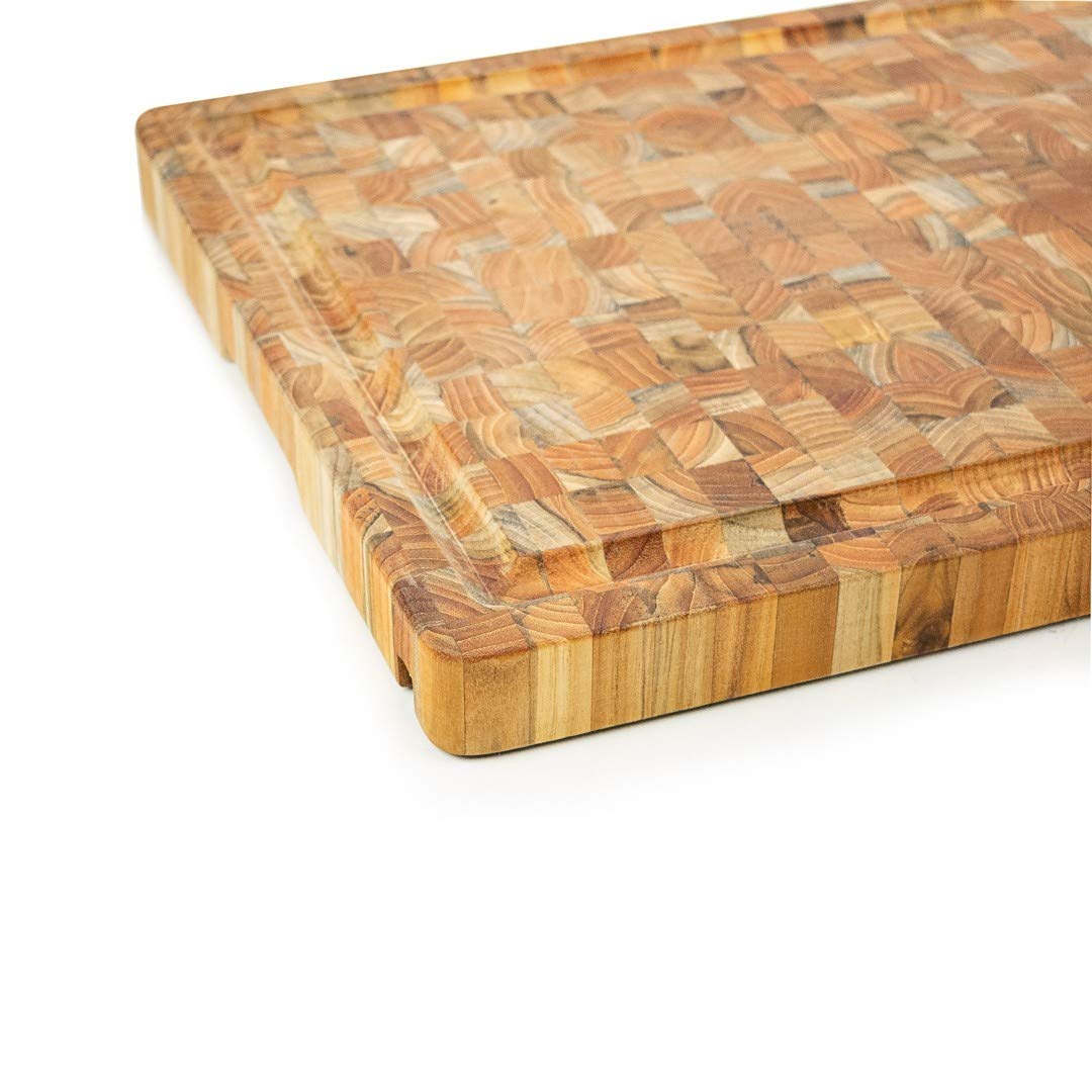 End Grain Large Smart Rectangular Cutting Board by Teakhaus – 20"L x 15"W, Teak Wood, Brown, Model 636865-1203