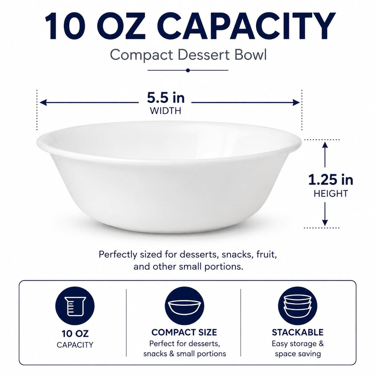 Corelle 10oz Bowl / White / Classic Dessert Bowls