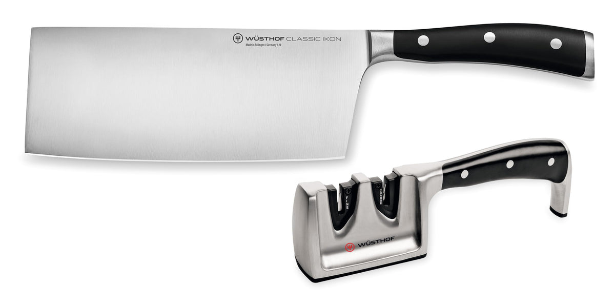 Classic Ikon 2-Piece Chinese Chef's Set by Wüsthof – 7", High Carbon Stainless Steel, Black, Pack of 2, Model 1120360203