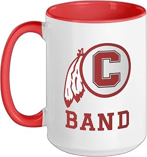 Carlisle High School Blue Aces Band Ceramic Mug, Red/White, 15oz