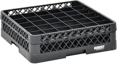 Vollrath Traex Black Plastic 36 Compartment Dishwashing Rack with One Open Extender - 19 3/4"L x 19 3/4"W x 5 9/16"H