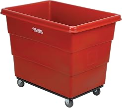 Global Industrial 16 Bushel Plastic Bulk Box Truck, Steel Base, Red | 1000 lbs. Capacity, 4" Non-Maring Rubber Casters, 42-3/5"L x 30"W x 35-3/5"H