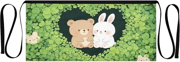 Kitchen Apron Rabbit Bear | Unisex Server Apron with 3 Pockets, Adjustable for Waiters, Gardeners, Kitchen, BBQ, Painting and Restaurant Work