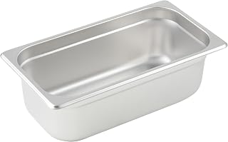 Winco 4" Silver 1/3 Size Metal Steam Pan, Deep (Set of 24)