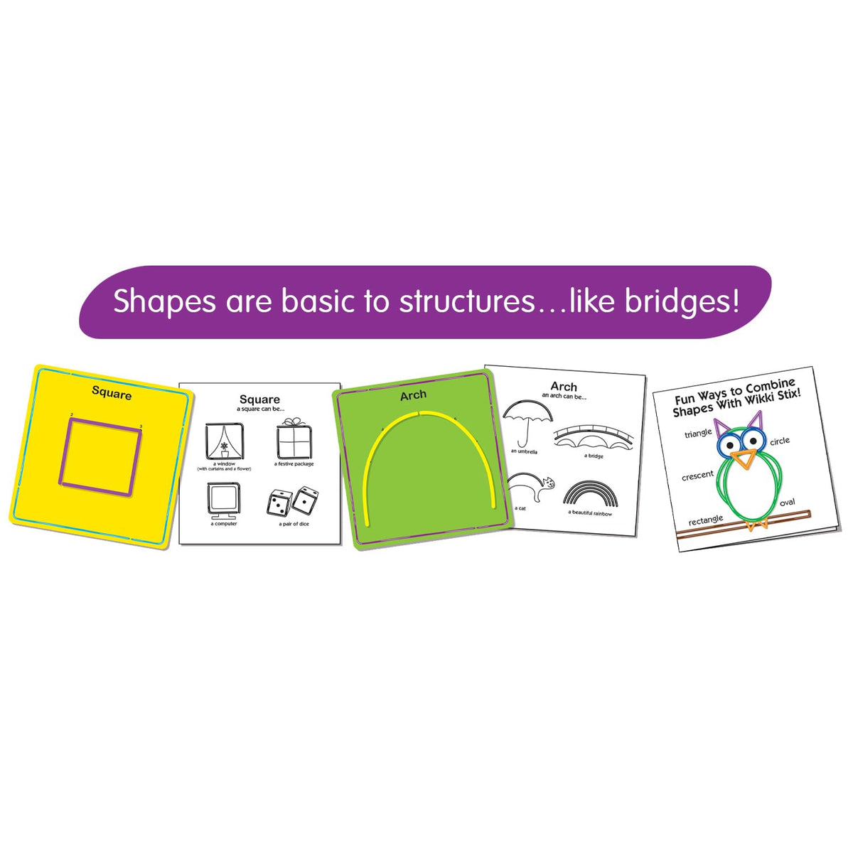 Basic Shapes Cards Kit by Wikki Stix – 7 Inches (Cards Only), Wax, Multi, Model WKX705