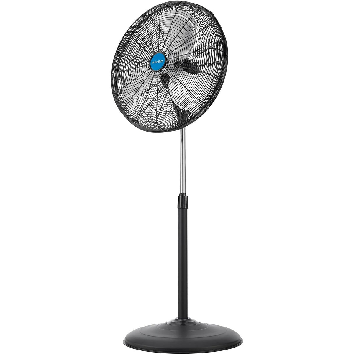 18" Industrial Pedestal Oscillating Fan by Global Industrial – Metal, Black / Silver, Model 293127