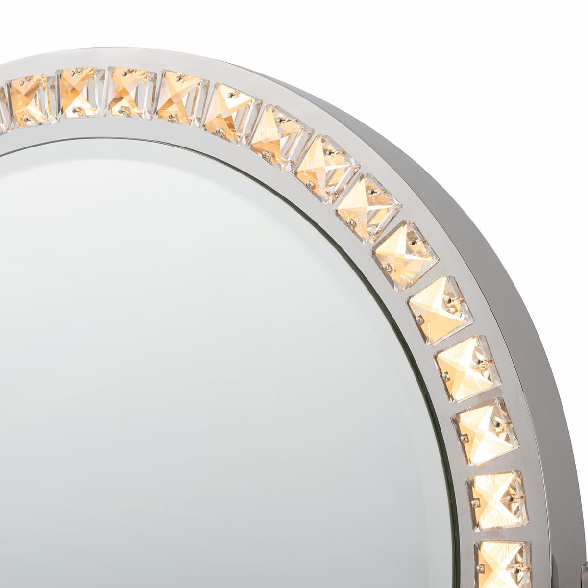 Marilyn Table Top LED Vanity Mirror - Chrome by NOVA of California – 20"L x 20"W, Steel & Crystal, Chrome & Crystal, Model 4111270