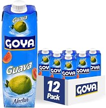 Goya Guava Nectar, Sweet Tropical Juice, Smoothies, 33.8 Fl Oz Pack of 12 | Sweet Tropical Juice for Smoothies, Cocktails, Mocktails and Desserts, Goya Foods Guava Nectar, Wholesome Everyday Snack