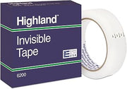 3M Highland Matte-Finish Invisible Tape, 1 Inch x 72 Yards, 3-Inch Core (6200)