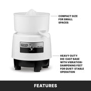 Compact Electric Citrus Juicer with 120 Oranges per Hour Capacity by Waring – 34 Ounce, 1.0 quarts, Plastic, White, Model BJ120C*