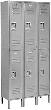 GLOBAL INDUSTRIAL Double Tier Locker, 12x18x36 6 Door, RTA, Gray