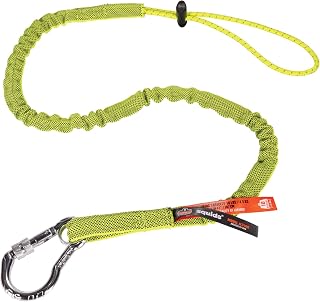 Ergodyne Squids 3100 Tool Lanyard with Single Carabiner and Adjustable Loop End, Standard Length, Lime