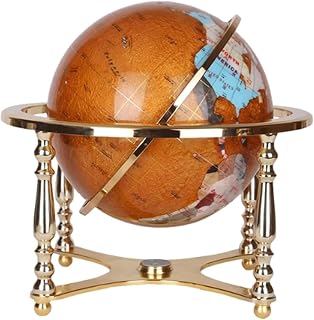 Interactive Bilingual Globe 15cm HD Map Gold Stand Precision Compass Durable Resin Tripod Educational Learning Tool for Students and Home Office Decor