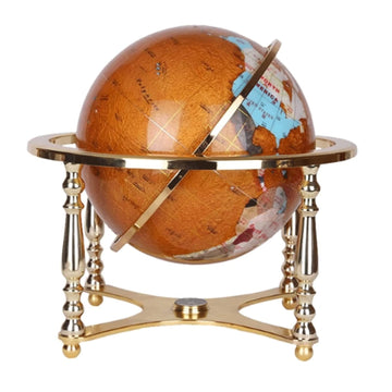 Interactive Bilingual Globe 15cm HD Map Gold Stand Precision Compass Durable Resin Tripod Educational Learning Tool for Students and Home Office Decor by Generic – Model