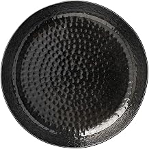 TableCraft 10736 Platter, 8-1/2" Dia., Round, Crackle Pattern, Aluminum, Black Powder Coated Finish, 6 Each per case